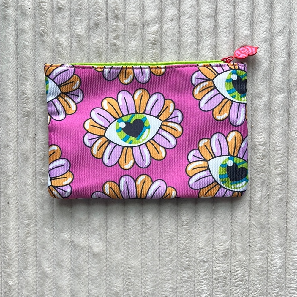 ipsy Vibrant Pink and Orange Eye Design Makeup Bag